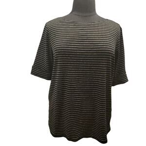 Ralph Lauren Top Women's Sz 3X Plus-Size Short Sleeve Black Gold Metallic Top